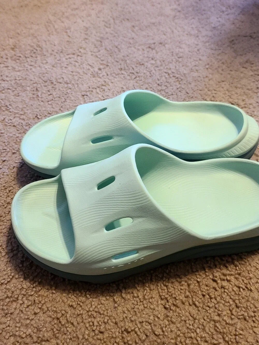 Men's 10, Hoka Slide Sandals - Mint Green Aqua Color.